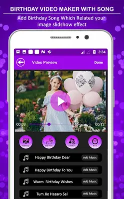 Birthday Video Maker With Birthday Music android App screenshot 1